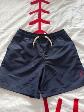 Polo by Ralph Lauren Navy Swim Trunks with Red Pony Boys
